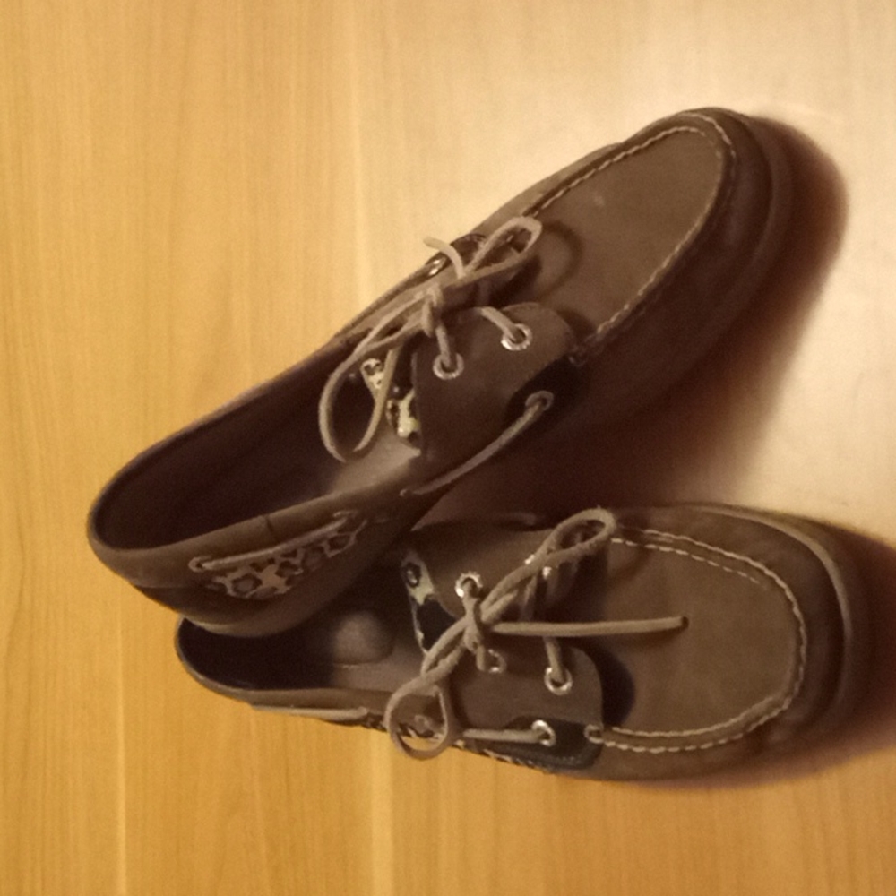 Sperrys Top-Sider Charcoal Bluefish Leopard Sparkle Loafers in Size 9.5M